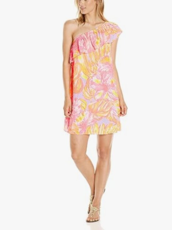 Lilly Pulitzer Dresses & Skirts - Lilly Pulitzer One Shoulder Emmeline Mini Dress Sun Splashed Women’s Size Small
